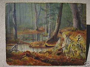 oil board wood interior landscape painting Asher Durand  