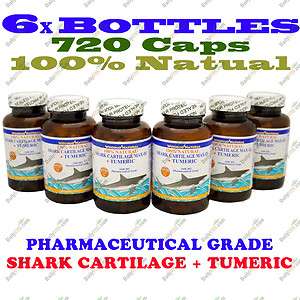   100% Natural Shark Cartilage/Tumeric/Curcuma 120 Caps, FRESH FREE SHIP