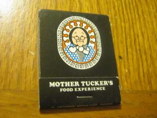 Vintage Mother Tuckers Food experience Matchbook  
