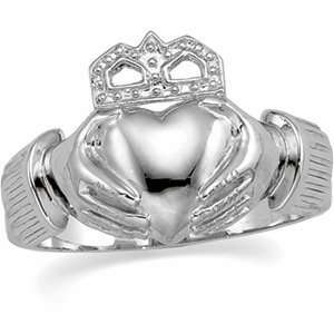  Beautiful! 14k White gold Womens & Mens Claddagh Ring 