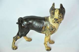 Hubley Cast Iron Boston Terrier Dog Door Stop Antique 1900s Original 