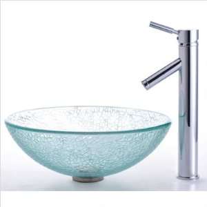 Broken Glass Vessel Sink and Sheven Faucet C GV 500 12mm 1002CH: 16.5 