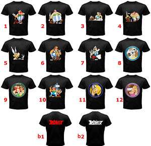 ASTERIX AND OBELIX CARTOON BLACK T SHIRT  