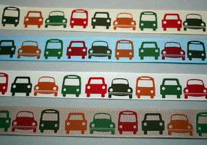 CARS, BUS, TRUCK Vehicle Grosgrain Ribbon U PICK COLOR  