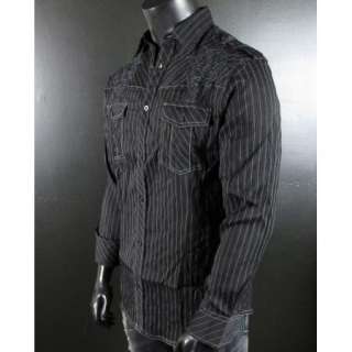   WOVEN Button shirt called PREVAIL in BLACK R LOGO TRIBALS  