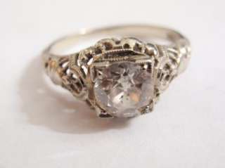 1930s Antique 1 carat Diamond 18K White Gold Ring 2.4 grams  