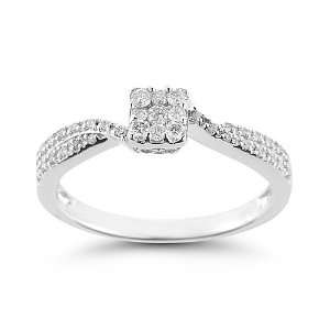  Womens 10k White Gold Engagement Ring (1/4 cttw I J Color 