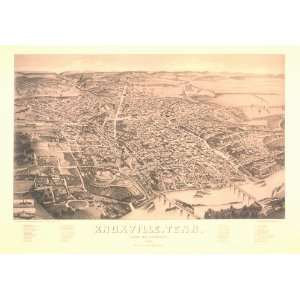  Historical Map of Knoxville, 1886, Antique Map Wall Art 