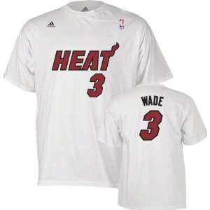 Dwyane Wade adidas White Name and Number Miami Heat T Shirt 