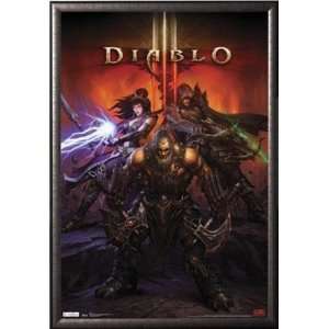  Diablo 3   Heroes 22x34 Dry Mount Poster Silver Wood 