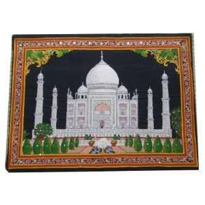  Picture 01 Taj Mahal Tapestry Indian Hindu Temple Cloth Embroidery 