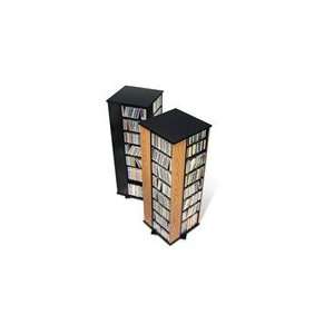   Sided Spinner CD / DVD Tower in Oak and Black   Prepac
