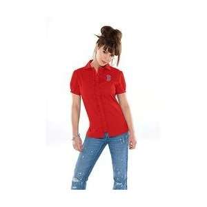 Boston Red Sox Womens Ruffle Blouse touch by Alyssa Milano   Red 