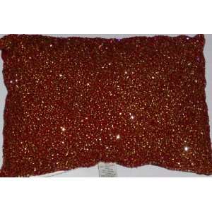  Beaded Red Throw Pillow Glittering Sparkling Beads Accent 