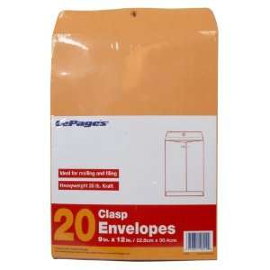  LePages Clasp Envelopes, 9 x 12 Inch, 20 pack (GLD11514 