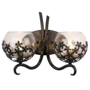   117B02 2 Light Jasmine Bathroom Light, Torched Metal