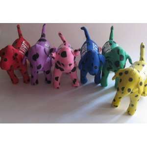  Victorias Secret Happy Pink Spotted Stuffed Dogs Set of 6 