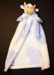Cutie Pie Baby Blue White Cow Security Blanket  