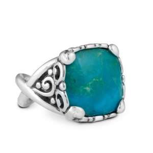  Sterling Silver Kingman Turquoise Scroll Ring Jewelry