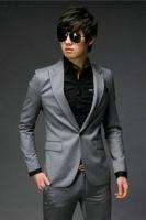 2011 NEW Mens Korean Slim Fit Top Grade Single Button Suit Top Grey 
