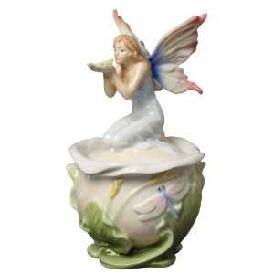  Fairy on Calla Lily Flower Porcelain Trinket Box: Home 
