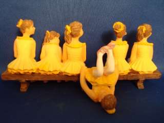 Ballerinas On A Bench Figurine 6 Ballet Dancers In Tutus Young 