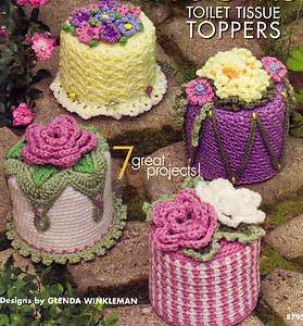 Annies Attic/Bathroom Blossoms/7 Toilet Tissue Toppers/Crochet 