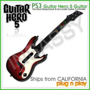 PS2 PS3 Official Guitar Hero 5 Band Guitar & Dongle VG  