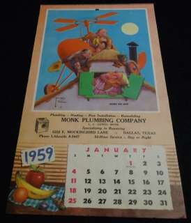COMPLETE 1959 Vintage Calendar LAWSON WOOD MONKEYS  