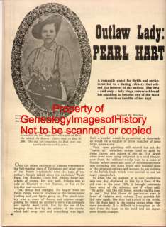 OUTLAW LADY PEARL HART HISTORY + GENEALOGY  