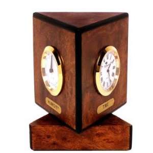   : Veneer Desk Clock with Humidity & Temperature Gauge: Home & Kitchen