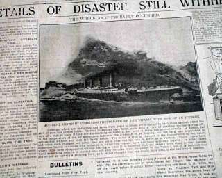 1912 Newspaper RMS TITANIC SINKING White Star Line Ocean Liner 
