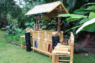 Modern Pop Art Tiki Bar w/ 3 Stools   Outdoor Bamboo Tiki Bar  