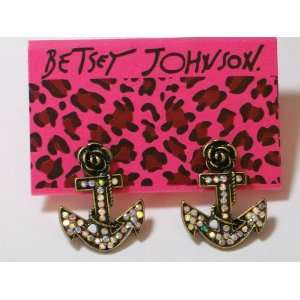 Betsey Johnson Betsey in the Navy Collection Large Crystal Anchors 