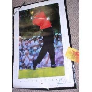 TIGER WOODS AUTOGRAPHED MASTERS POSTER WITH COA SALE 