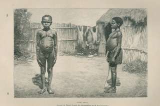 1888 Print Aka People Africa Bayaka Mbenga pygmy  