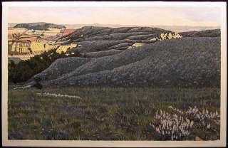 Gordon Mortensen North Dakota Prairies Hand Signed Original Woodcut 