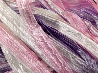 Lot of 6 Skeins ICE RIBBON Hand Knitting Yarn Pink Lilac White  