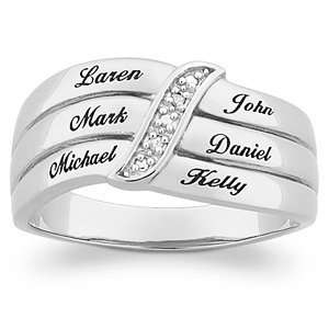    Sterling Silver Mothers Diamond Name Ring, Size 6 Jewelry