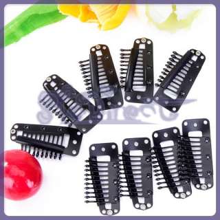 20 Toupee Wig Clips Snap Clips w/ Rubber Back Hair Extension Black 