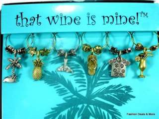 BEACH PARTY THEME WINE CHARMS Great HOLIDAY Gift  