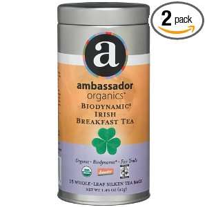 Ambassador Organics Biodynamic Irish Breakfast Tea, 15 Count, 1.45 