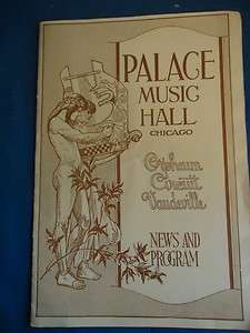 PALACE MUSIC HALL Chicago 1924 Booklet  