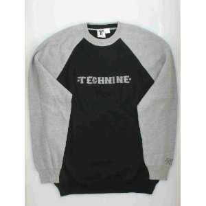  New Technine Black & Gray Crew Neck 100% Cotton Sweater 