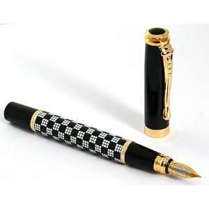  Noblest Black Chessboard Golden Clip Fountain Pen Pen 