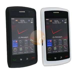   OEM Silicone Skin Case Black + Clear White for Blackberry Storm2 9550
