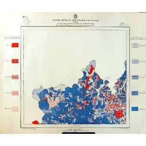    1933 Colour Map Italy Statistics Trento Population