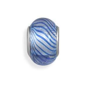   CleverSilvers Clear Bead With Dark Blue Lines CleverSilver Jewelry