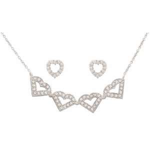 JanKuo Jewelry Silver Tone 4 Heart Diamondnique Convertible Pendant 