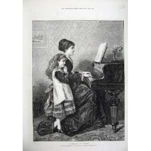   1875 Fine Art Mother Little Girl Piano Music Kilburne: Home & Kitchen